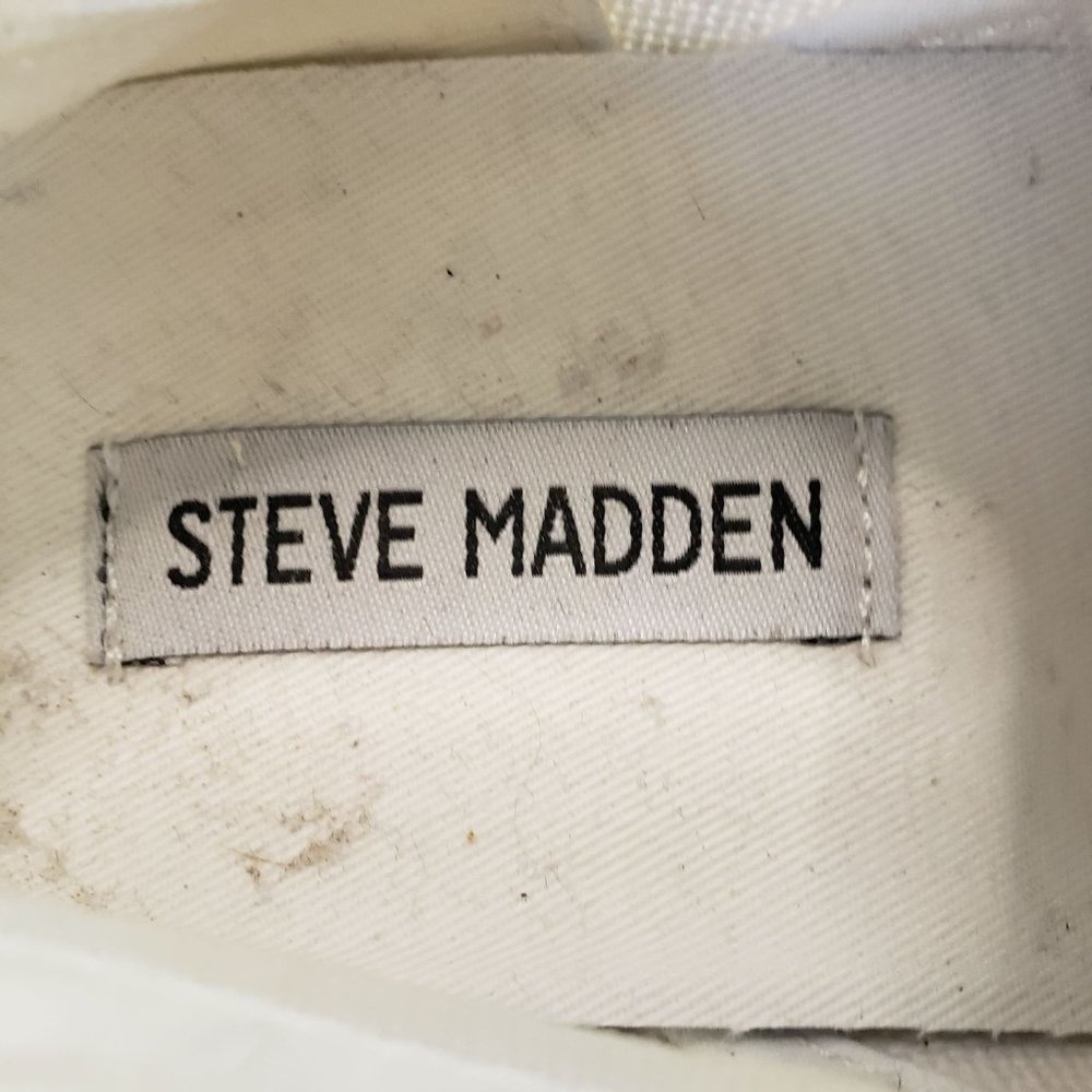 Steve Madden Emmi Platform Lace Up Sneakers White Chunky Canvas Shoes Size 8.5 - Picture 10 of 12